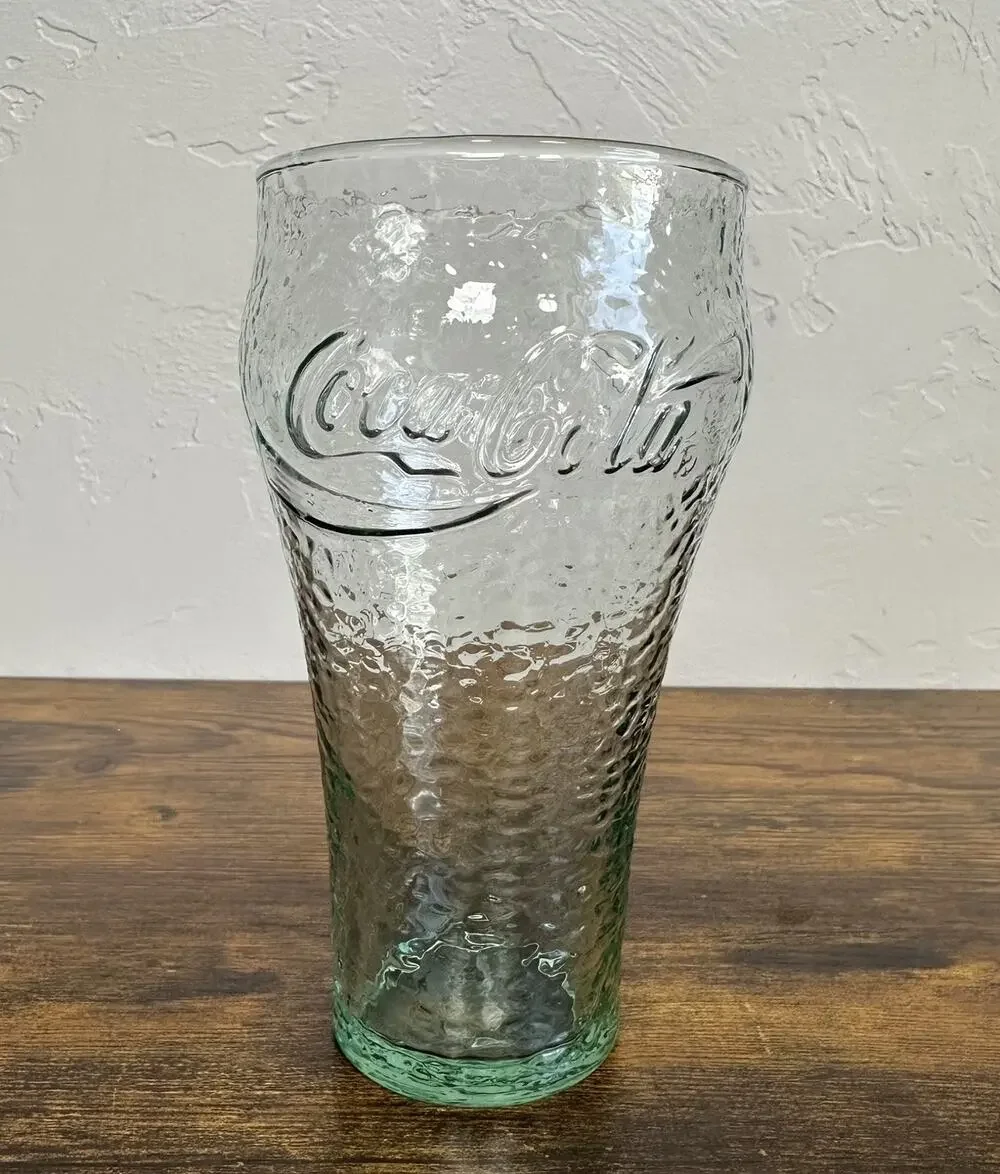 Vintage Green Pebble Coca-Cola Coke Wide-Mouth Soda Pop Drinking Glass 16 Oz